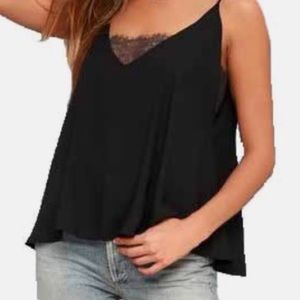 Free People Womens Deep V Bandeau Lace Cami Camisole